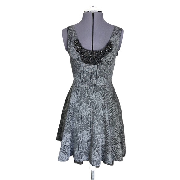 Free People Dresses & Skirts - Free People Gray Rose Fit and Flare Tulle Skirt Sleeveless Tank Dress Small